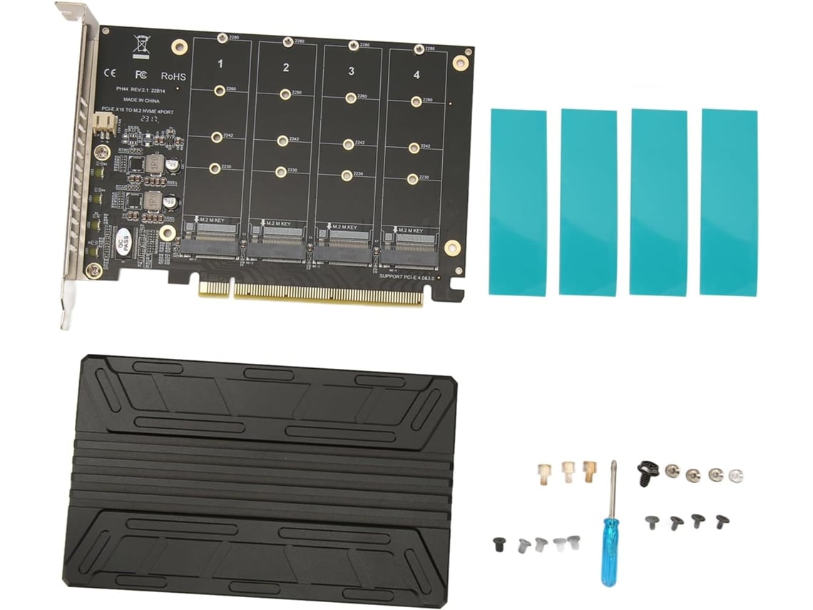 Adaptador Quad M.2 Nvme Pcie De 32 Gbps De Aleación De Aluminio Para Expansión De Computadora