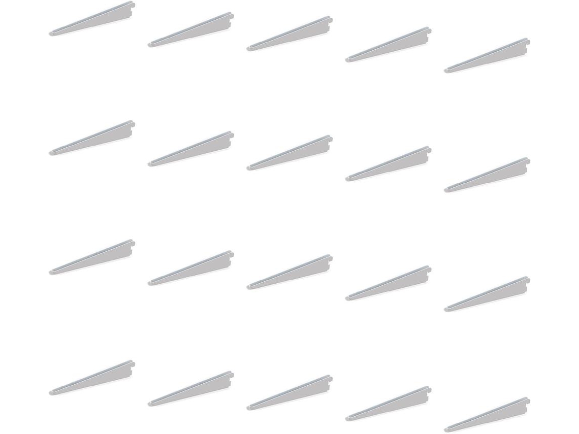 EMUCA Lote de 20 Soportes para Estantes de Madera Jagmet- Paso Perfil 32Mm- Largo 320Mm- Acero- Blanco