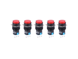 5pcs Interruptor De Bloqueo Automático 3pin La16‑11z Ab6 A Para Electrodomésticos Rojo