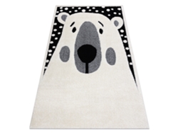 Alfombra Infantil Moderna Joy Teddy Oso, Para Niños - Estructura Dos Niveles de Vellón Crema/Negro (120 x 170 cm)
