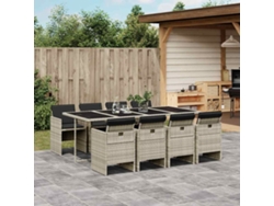 Juego de comedor de jardín de 9 piezas DKD Home Decor con cojines gris claro