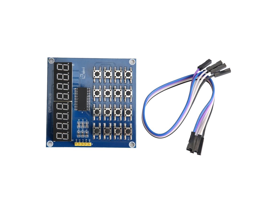 Módulo Tm1638 Con Control Mcu De 3 Hilos, Pantalla Led De 8 Bits Y Teclado De 16 Teclas Para Arduino.