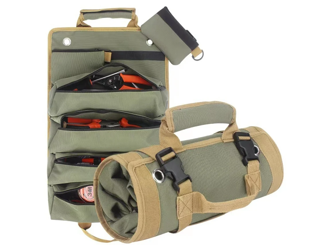 Bolsa Enrollable Organizadora De Herramientas: 4 Bolsas De Herramientas - Regalos Para Papá CHRUI Army Green