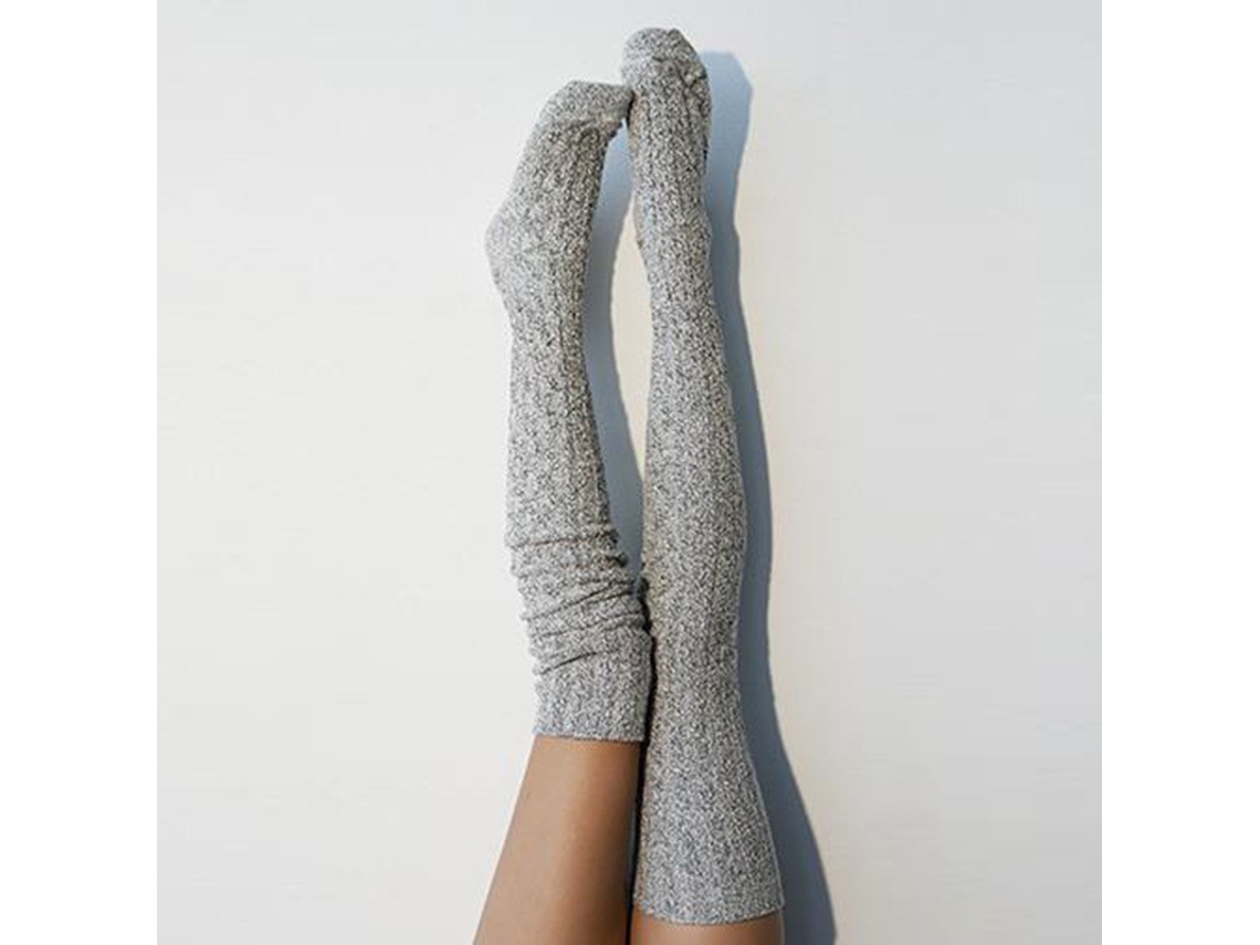 Calcetines Por Encima De La Rodilla, Calcetines De Punto Cálidos Hasta La Rodilla, Medias Suaves De Invierno (gris Claro) Cuich