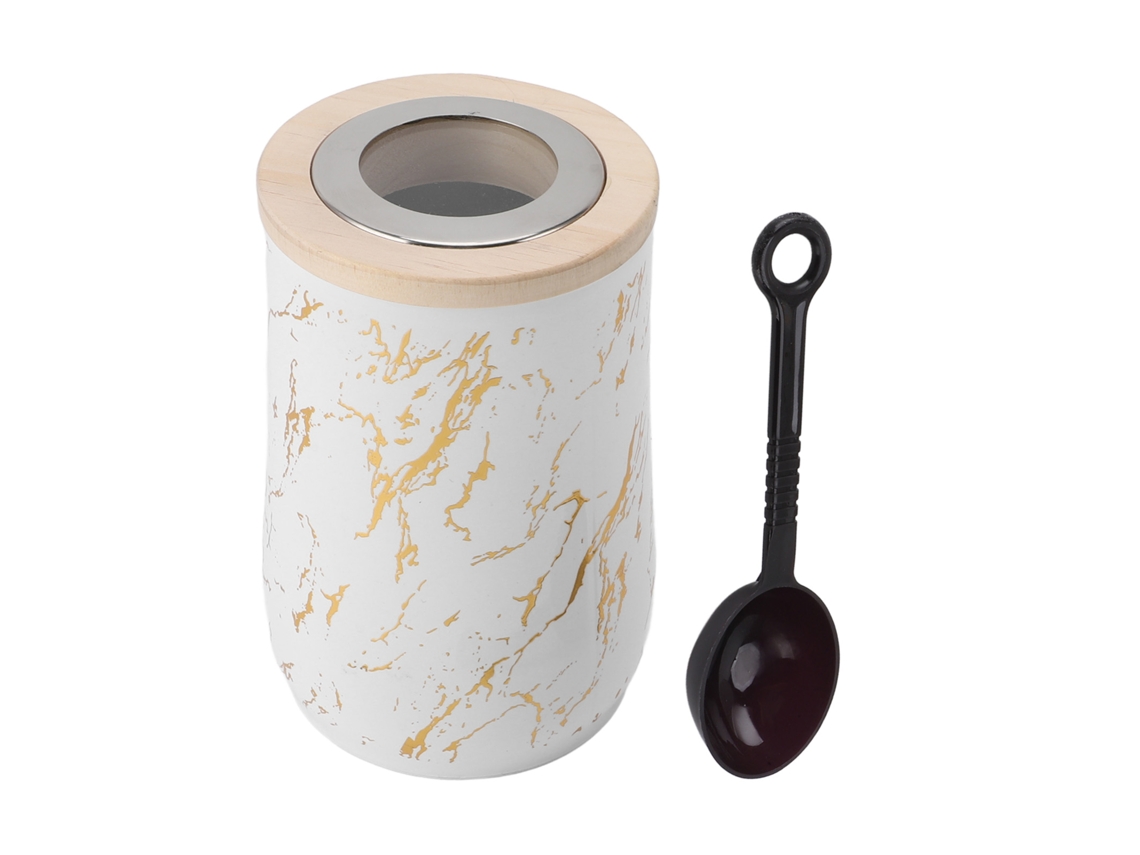 Recipiente Hermético De Acero Inoxidable De 800 Ml Con Ventana Para Ver El Nivel De Azúcar, Ideal Para Café, Té Y Azúcar, E Incluye Cuchara.