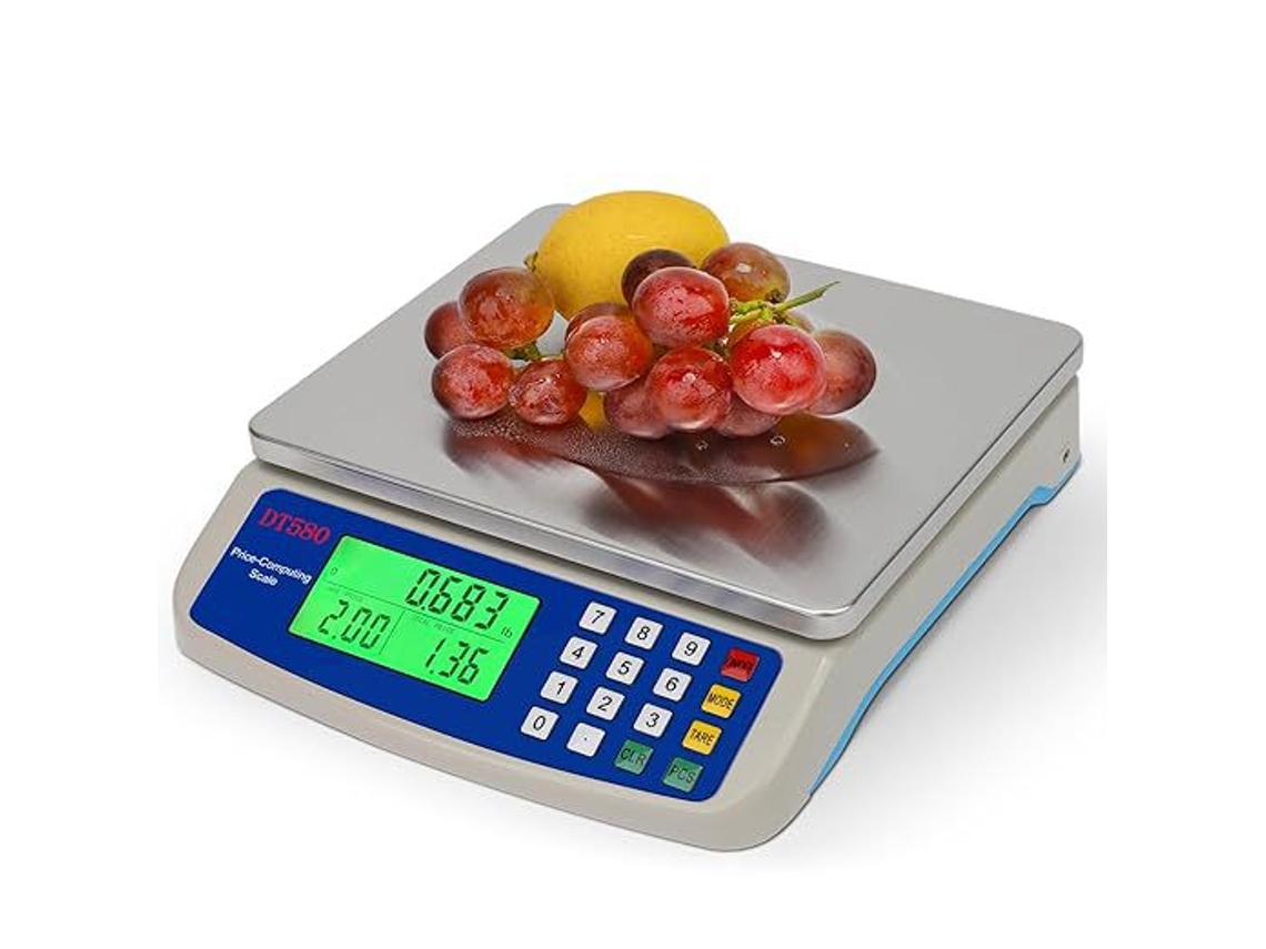 Báscula De Cocina Electrónica Grande, 30 Kg, Con Pantalla Lcd Y Adaptador, Incluye Calculadora De Precios,