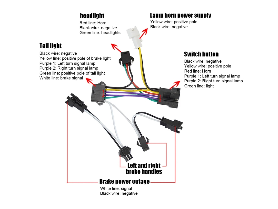 Jinwei-set De Luces Delantera Y Trasera Para Bicicleta Con Señales De Giro Y Claxon, 24-48v, Luces Led Para Bicicleta Eléctrica