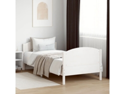 Estructura De Cama Sin Colchón Madera Maciza Blanca 90x190 Cm