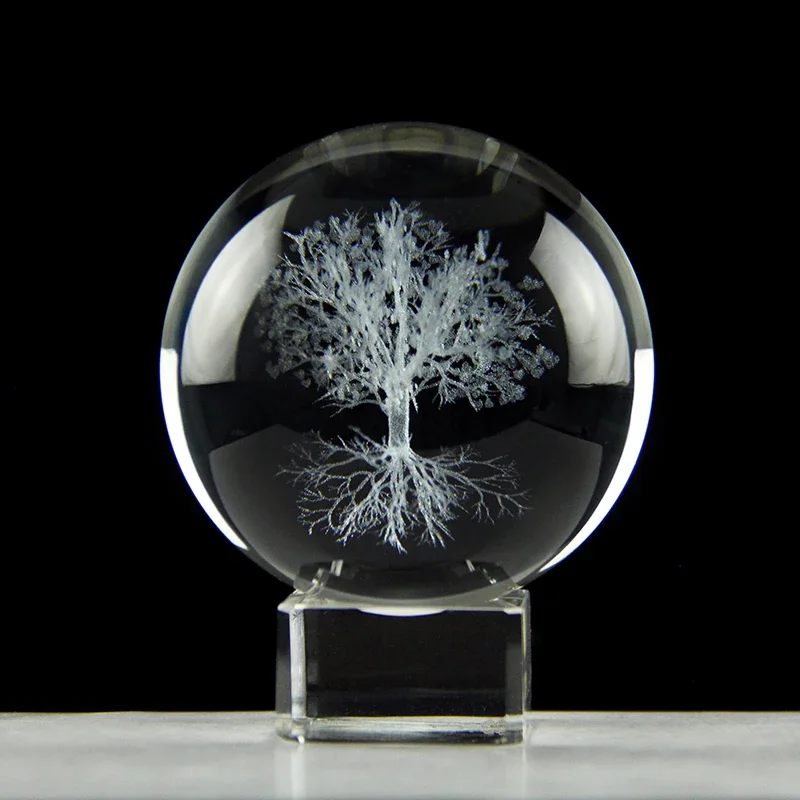 (estilo 1, 6 Cm) Bola De Cristal Árbol De La Vida Modelo Grabado Con Láser 3d