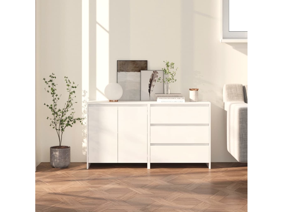 Aparadores de 2 piezas de madera procesada en blanco Dkd Home Decor
