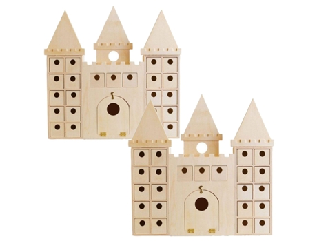 2 calendarios de Adviento castillo de madera 42 x 42 cm ARTEMIO