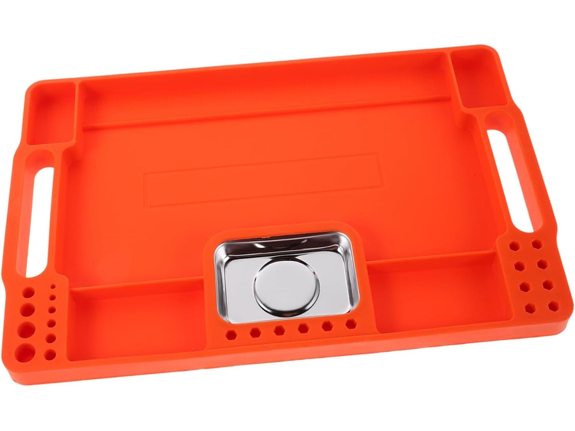 Organizador De Silicona Flexible Con Bandeja De Acero Inoxidable Antideslizante Y Resistente A Altas Temperaturas.