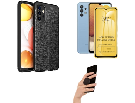 Carcasa, Protector y Popsocket Samsung A32 4G Rugged Leather Negro