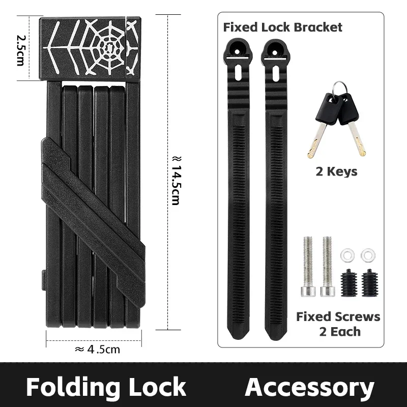 Candado plegable para bicicleta MDUG, portátil, seguro y antirrobo, apto para motocicletas y bicicletas eléctricas (67 cm, negro)
