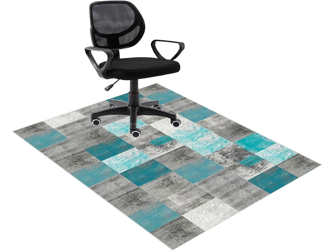 Tapete Protetor Cadeira Gamer Antiderrapante 80 X 100 Cm Piso Azulejo Azul Chão Cadeiras,