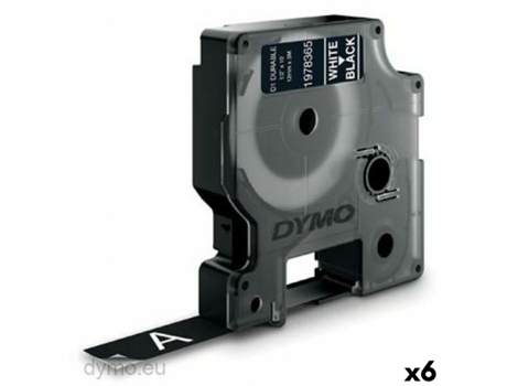 Cinta de transferencia térmica DYMO D1 Durable 12 mm x 3 m Negro Blanco (6 Unidades)