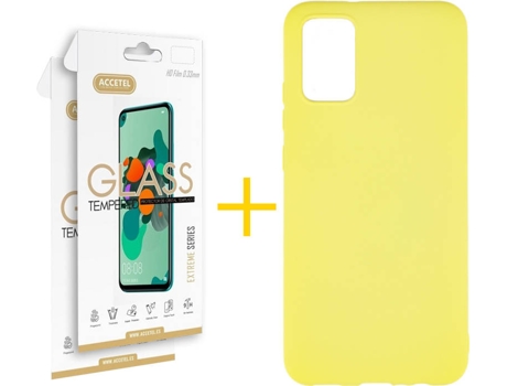 Kit Funda + Protector de Pantalla Samsung A02s ACCETEL 3013 Amarillo