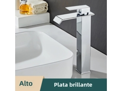 Grifo moderno de acero inoxidable para agua fría y caliente con monomando MDUG (Estilo B Largo Plateado)