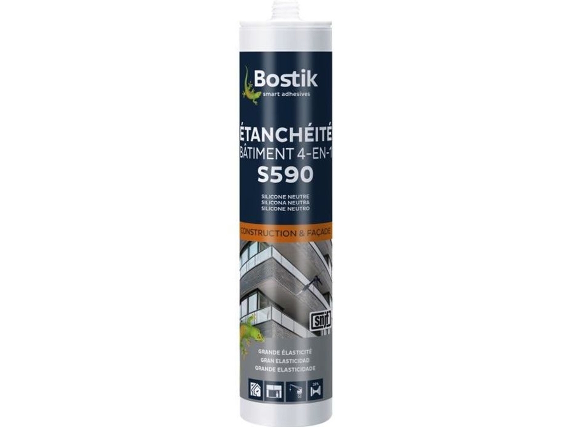 S590 Sellador De Silicona Para Sellado De Edificios Calafateo Expansión Acristalamiento Translúcido Cartucho De 300 Ml BOSTIK