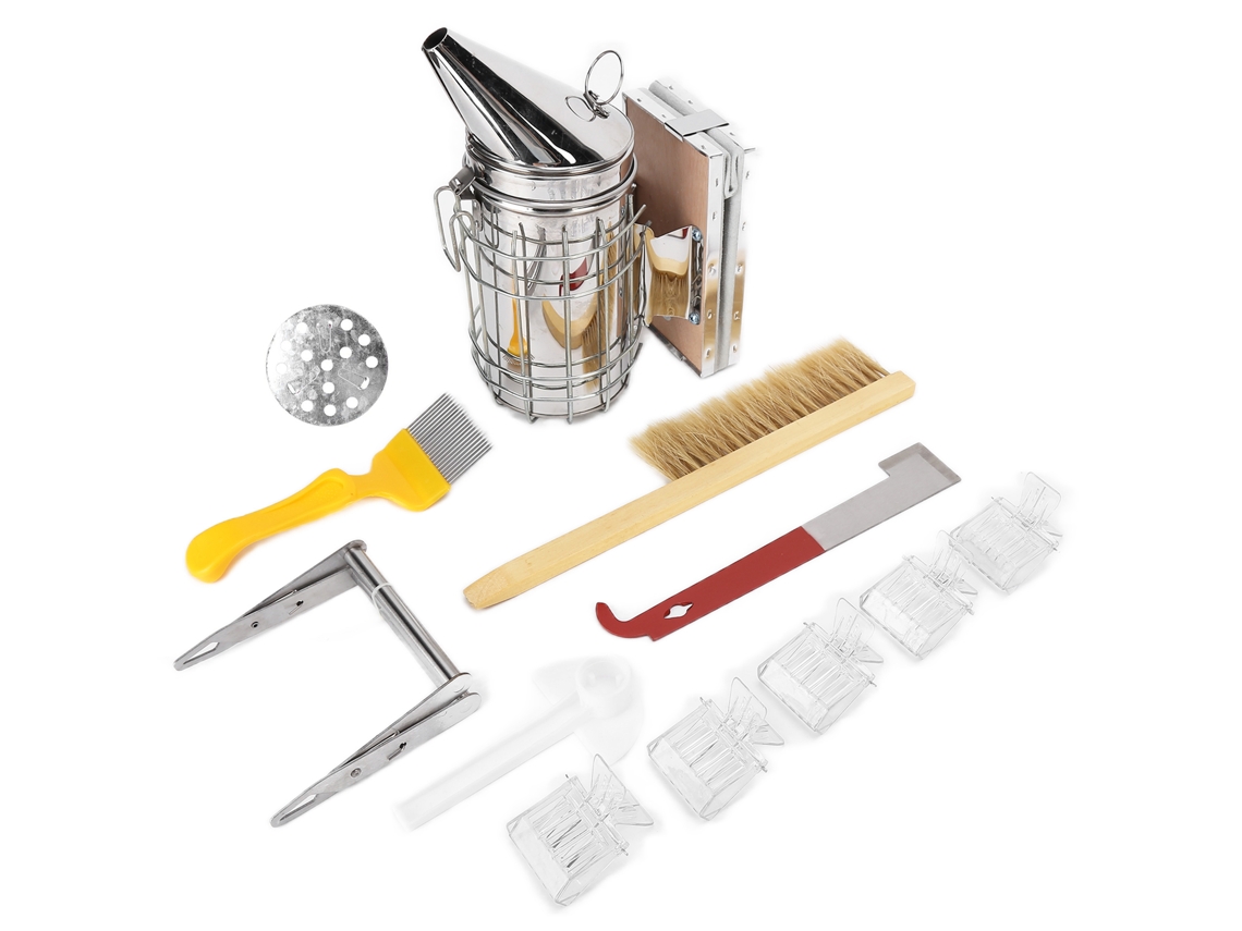 Kit De Apicultura De 11 Piezas: Ahumador, Cepillo, Pinzas Para Abejas Reina Y Herramientas Esenciales.