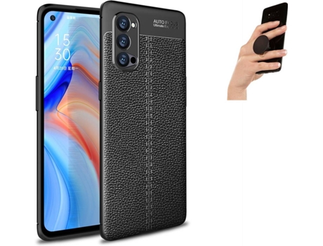 Carcasa y Popsocket Oppo Reno4 Pro 5G Rugged Leather Negro