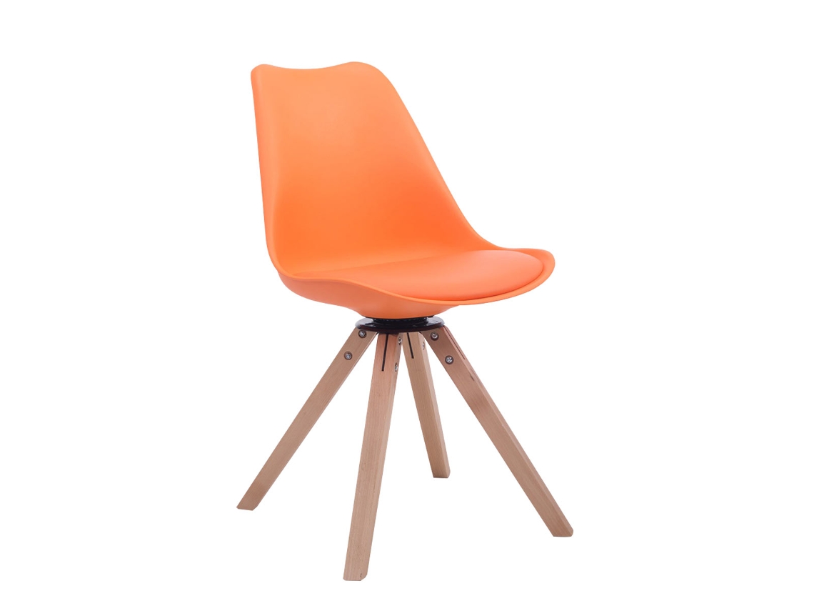 Silla de visita giratoria Troyes en símil piel Square naranja/natura CLP