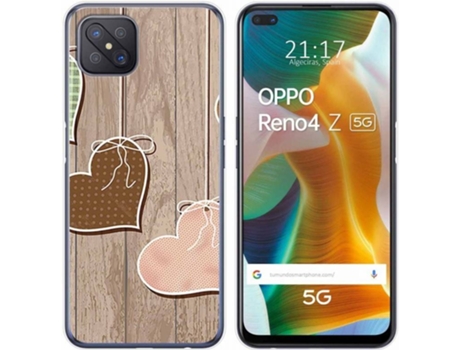 Carcasa Oppo Reno 4Z 5G TUMUNDOSMARTPHONE Corazones Madera