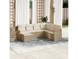 Conjunto de 7 sofás de jardín con cojines de mimbre beige de Dkd Home Decor
