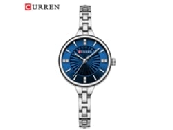 Reloj azul para mujer con esfera pequeña y brazalete de cadena, resistente al agua, redondo y de diseño sencillo.