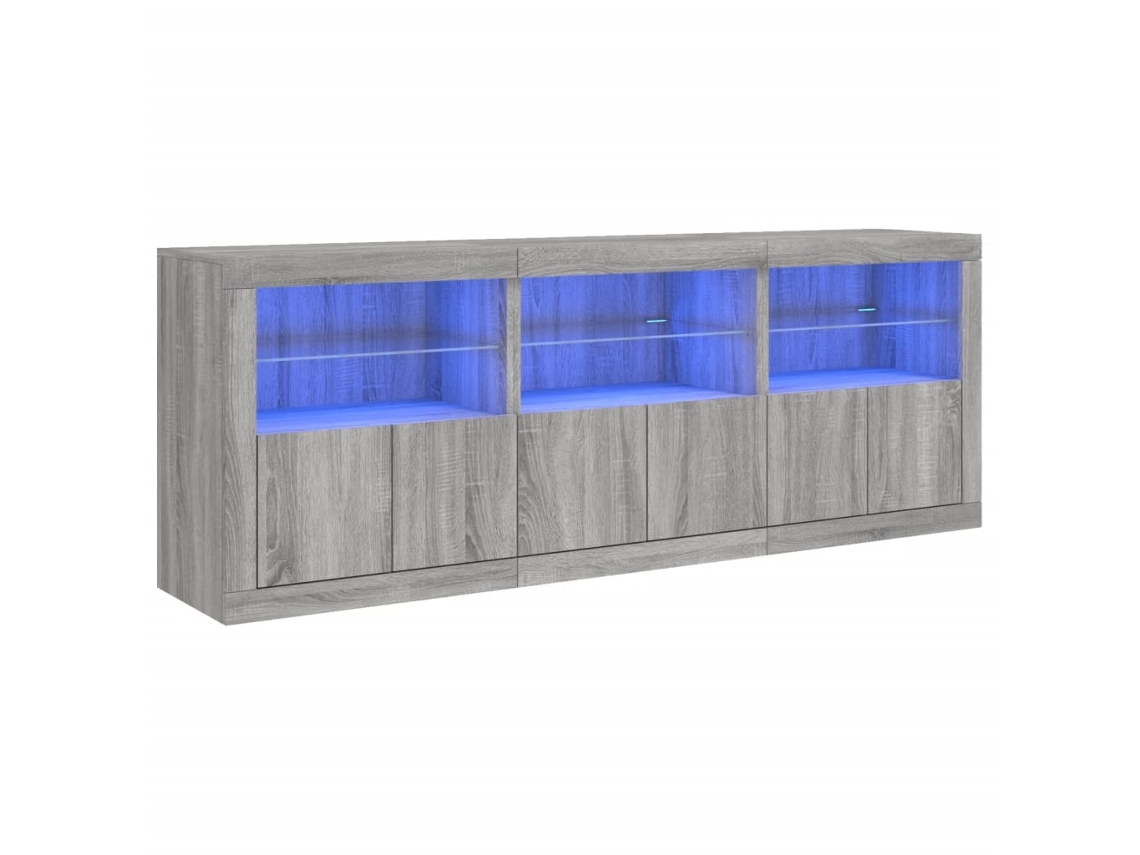 Maison Exclusive - Aparador Con Luces Led Gris Sonoma 181,5x37x67 Cm