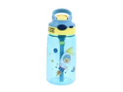 Vaso De Agua Infantil A Prueba De Fugas De 480 Ml Con Pajita, Portátil Para El Colegio Y Los Viajes, Azul Claro.