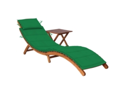 Tumbona Lounger de Jardín con Mesa y Cojín Madera de Acacia Maciza