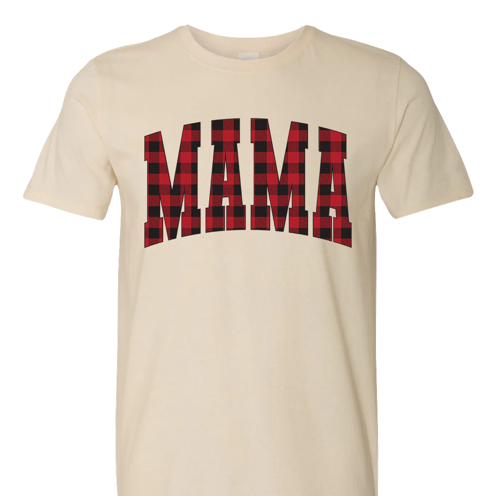 Mama Christmas Buffalo Plaid T-shirt Unisex Rockinstone Size:xxxl