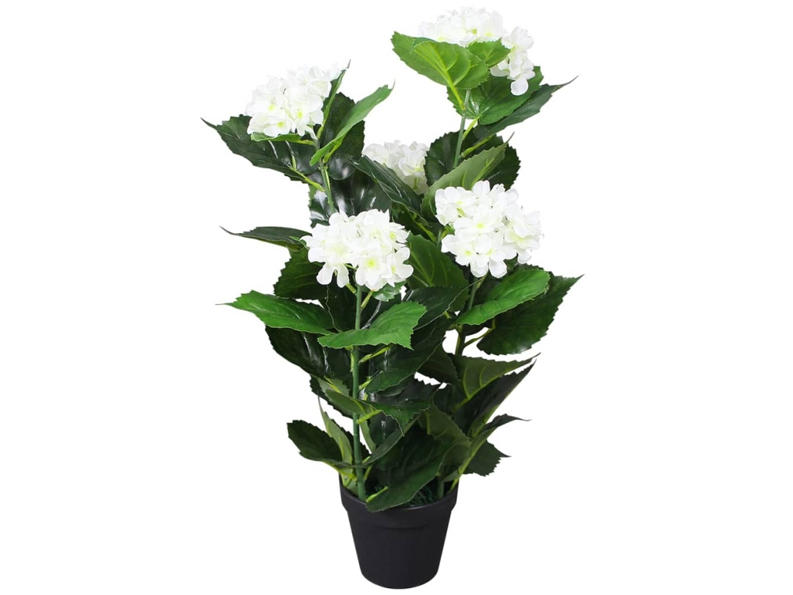 Hortensia artificial con jarrón blanco de 60 cm, DKD HOME DECOR