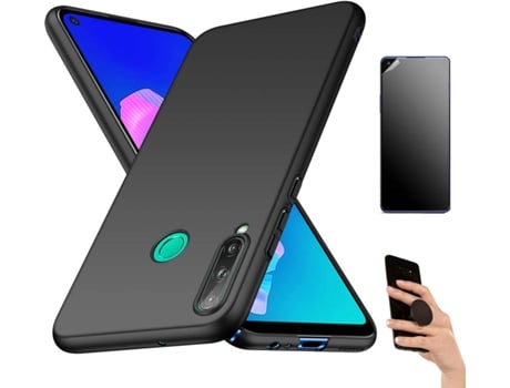 Kit Carcasa Y Protector Huawei P40 Lite Ultimatte Turtleshell Rígido Y Popsocket Negro