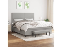 Cama Box Spring Con Colchón Tela Gris Claro 180x200 Cm