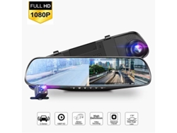 4.3 Grabadora de vídeo digital (DVR) para coche con espejo retrovisor, cámara de seguimiento de doble lente y cámara frontal IPS de 1080p.
