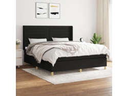 Cama Box Spring Con Colchón Tela Negro 160x200 Cm