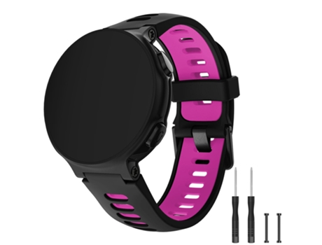 Correa de Silicona hebilla negra con bielas para Garmin Forerunner 735XT 220 230 235 620 630 - negro/rosa