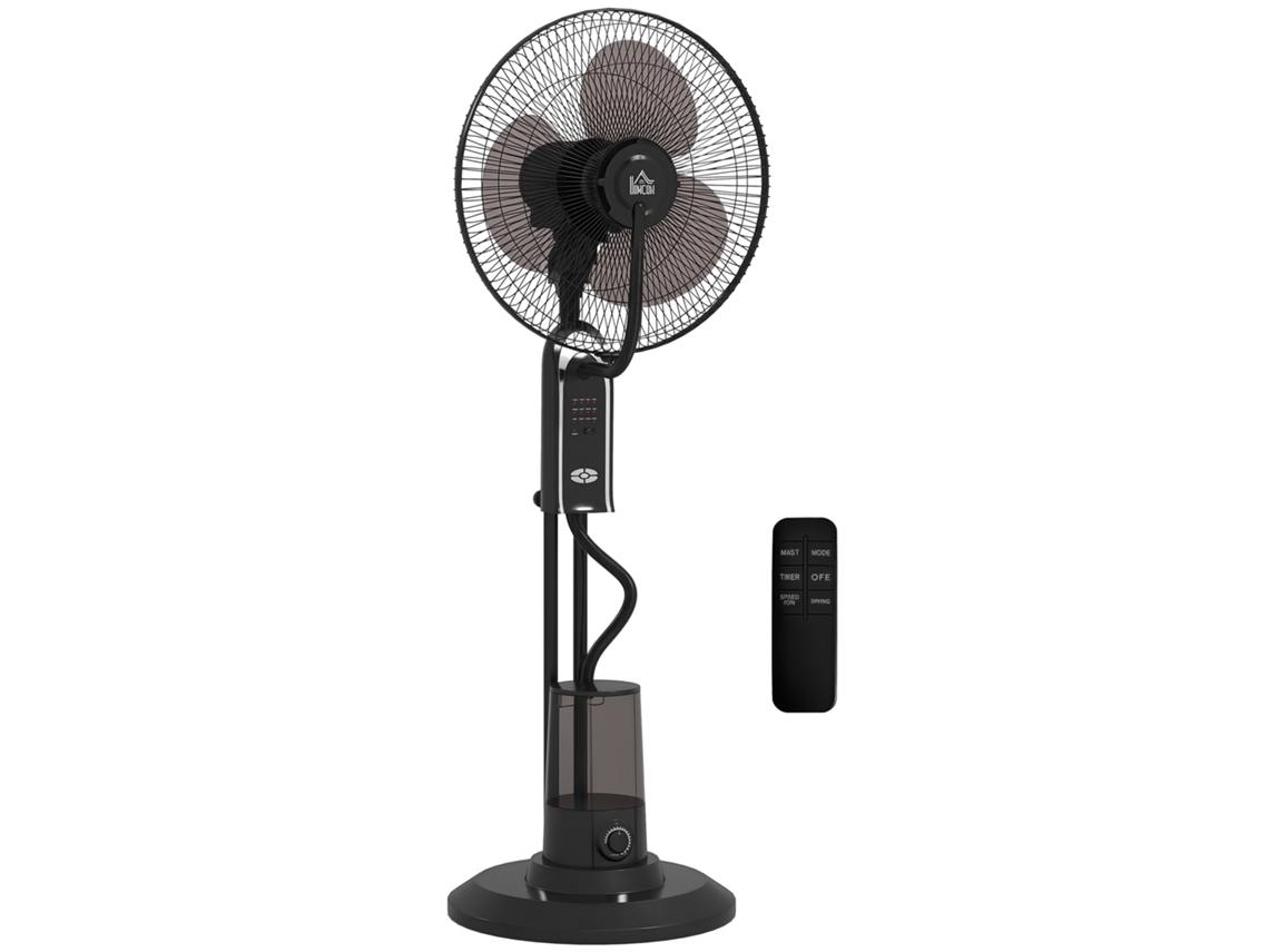 Ventilador De Pedestal Con 3 Modos De Nebulización, Capacidad De 3,2 L, Mando A Distancia, 44,5 X 38,5 X 120 Cm, Color Negro.