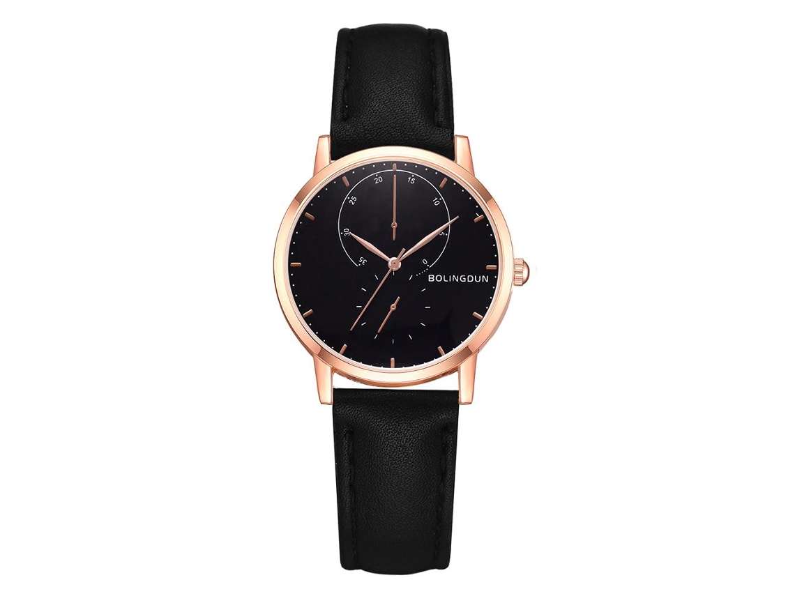 Reloj De Cuarzo Con Correa De Cuero Pu Estilo Fashion Unisex (oro Rosa 2)