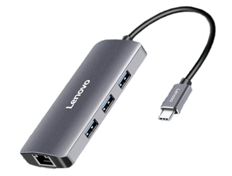 Adaptador LENOVO F1-C03 4In1 Tipo-C a 3Usb3.0 Rj45 1000Mbps para Huawei Mate40/P50 S20