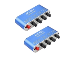 Mezclador Estéreo De 2 Piezas (4 Entradas, 1 Salida) Control Individual Del Amplificador De Auriculares Dc5-12v Azul