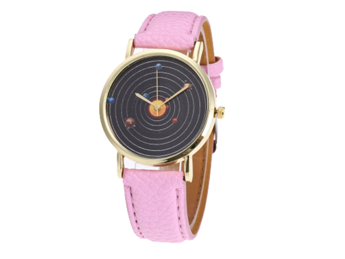 Reloj De Pulsera Analógico De Cuarzo Para Mujer Con Esfera Redonda En Color Rosa Moderno.