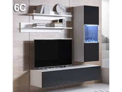 Conjunto de Muebles de TV MÓVEIS BONITOS Luke (Blanco y Negro - 160x40x166 cm)