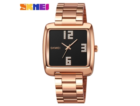Reloj de acero inoxidable para hombre, reloj simple con diamantes de cara grande para hombre-oro rosa LUUCOZK