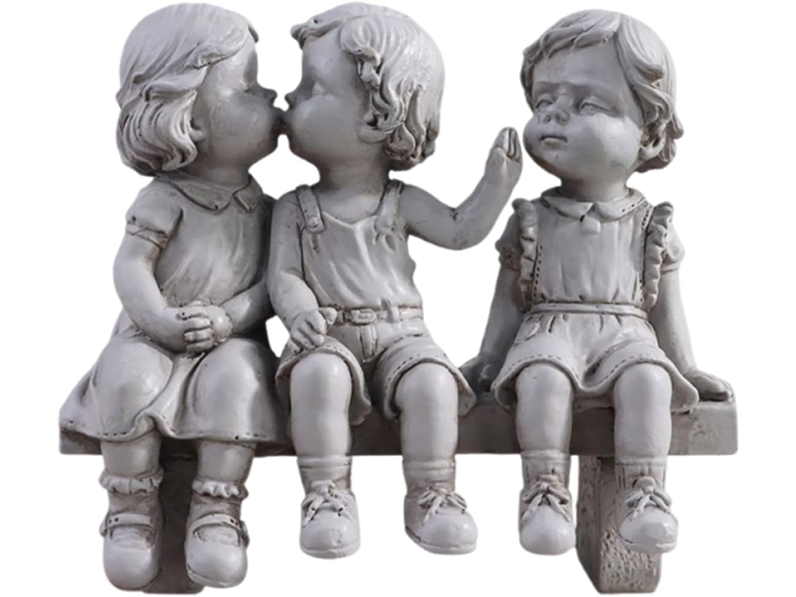 Estatua Infantil Del Primer Beso – Escultura Decorativa De Jardín Con Temática De Amor De Cachorros – Figura En