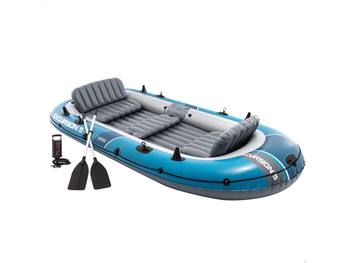 Barco inflable Intex de 5 piezas con remos, asientos inflables y bomba de inflado