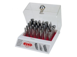 Juego de 35 fresas de metal duro con vástago de 6 mm en vitrina de plástico RUKO