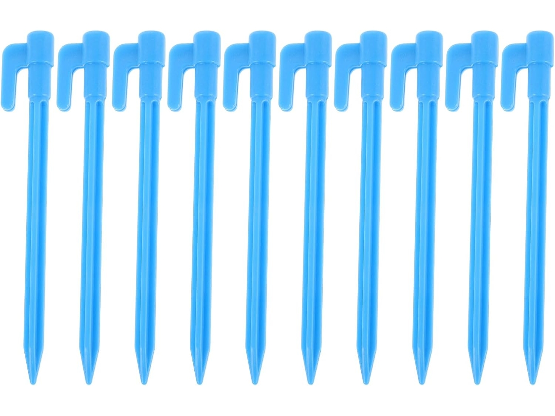 100 estacas de plástico azul para tiendas de campaña